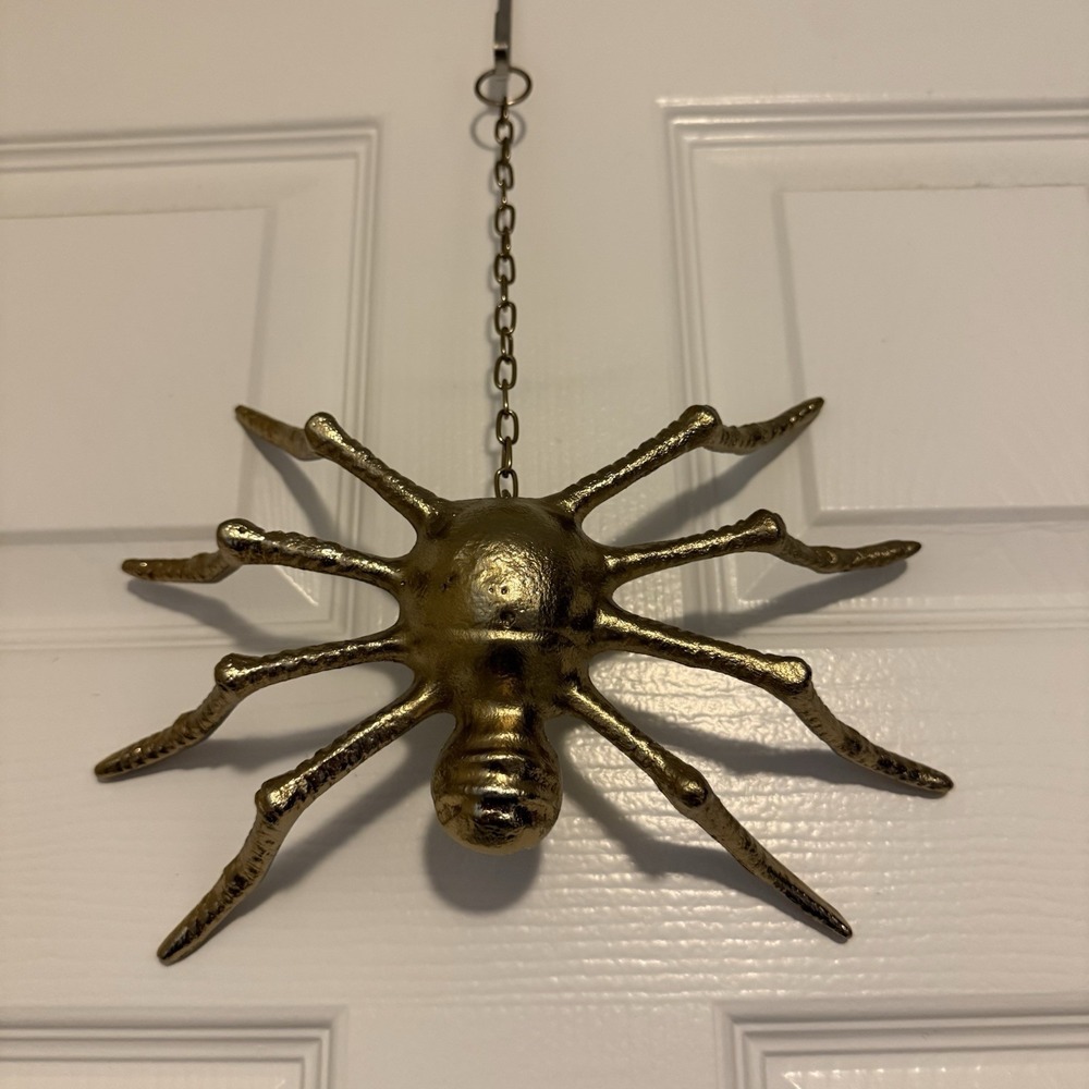 Elegant Gold Halloween Metal Hanging Spider